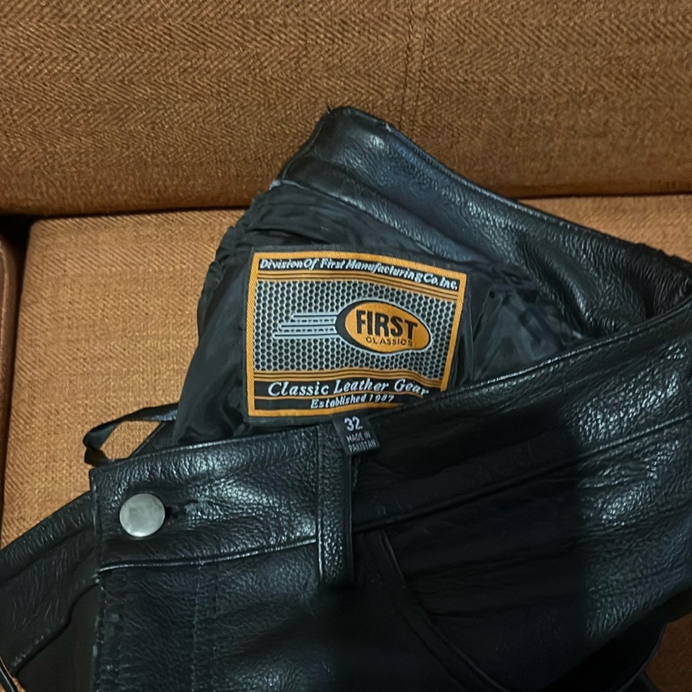 First Classic Leather Pants 32” waist with hems to be altered to your liking